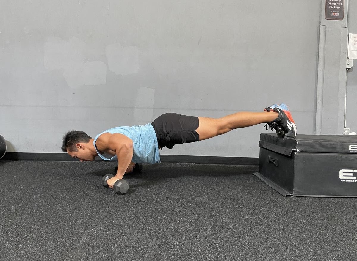 elevated dumbbell pushups