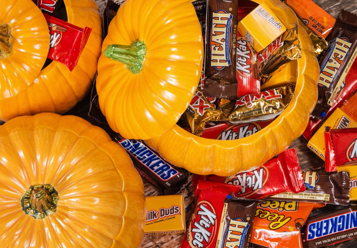 ceramic halloween pumpkin full of candy