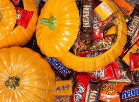 ceramic halloween pumpkin full of candy