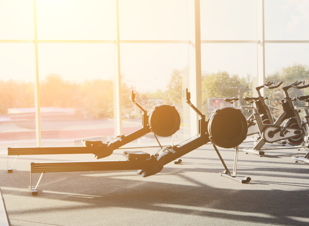 rowing machine in a gym