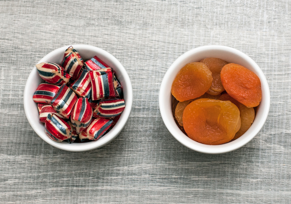 simple refined carbs candy vs complex carbs in fruit