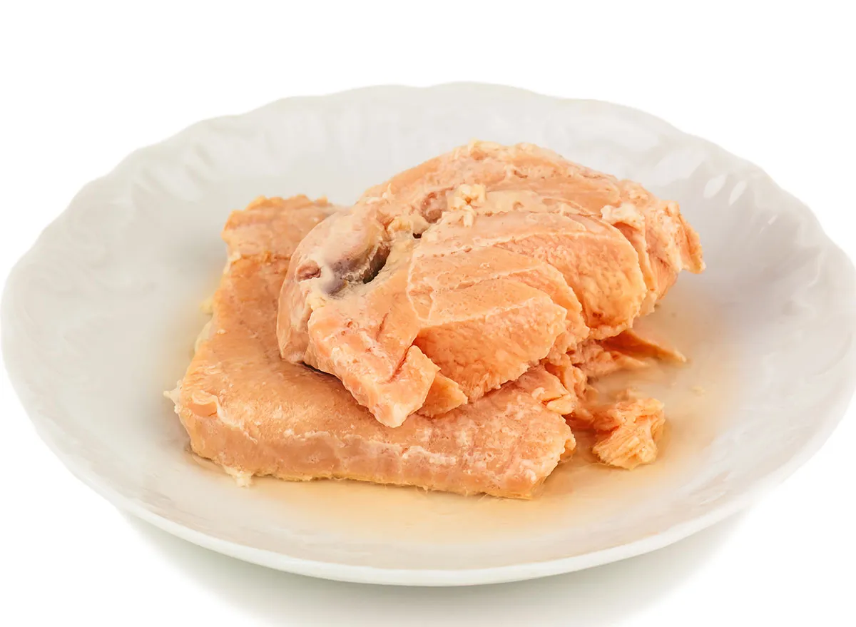 white plate canned salmon