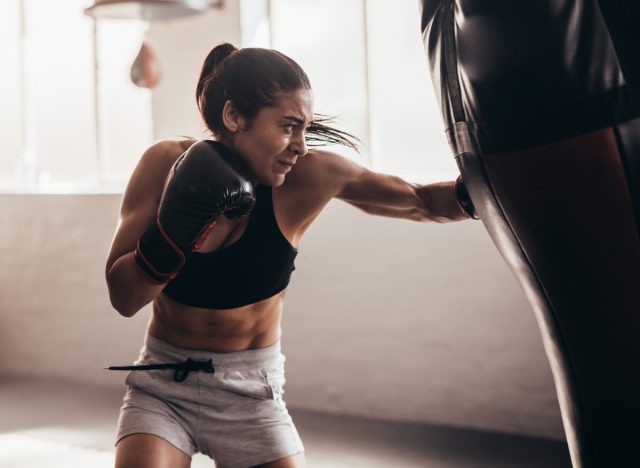 woman boxing in a gym