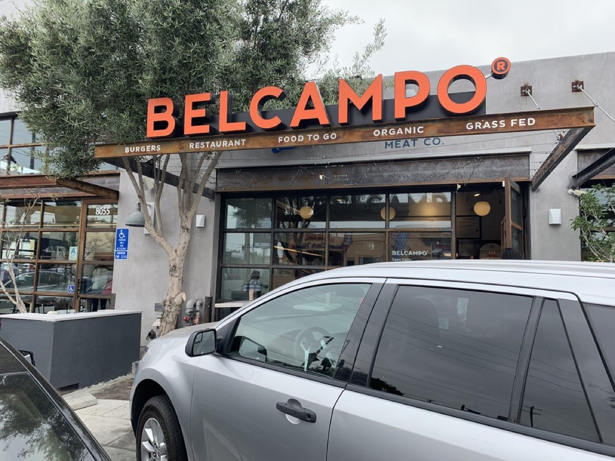 belcampo restaurant exterior with silver car parked outside