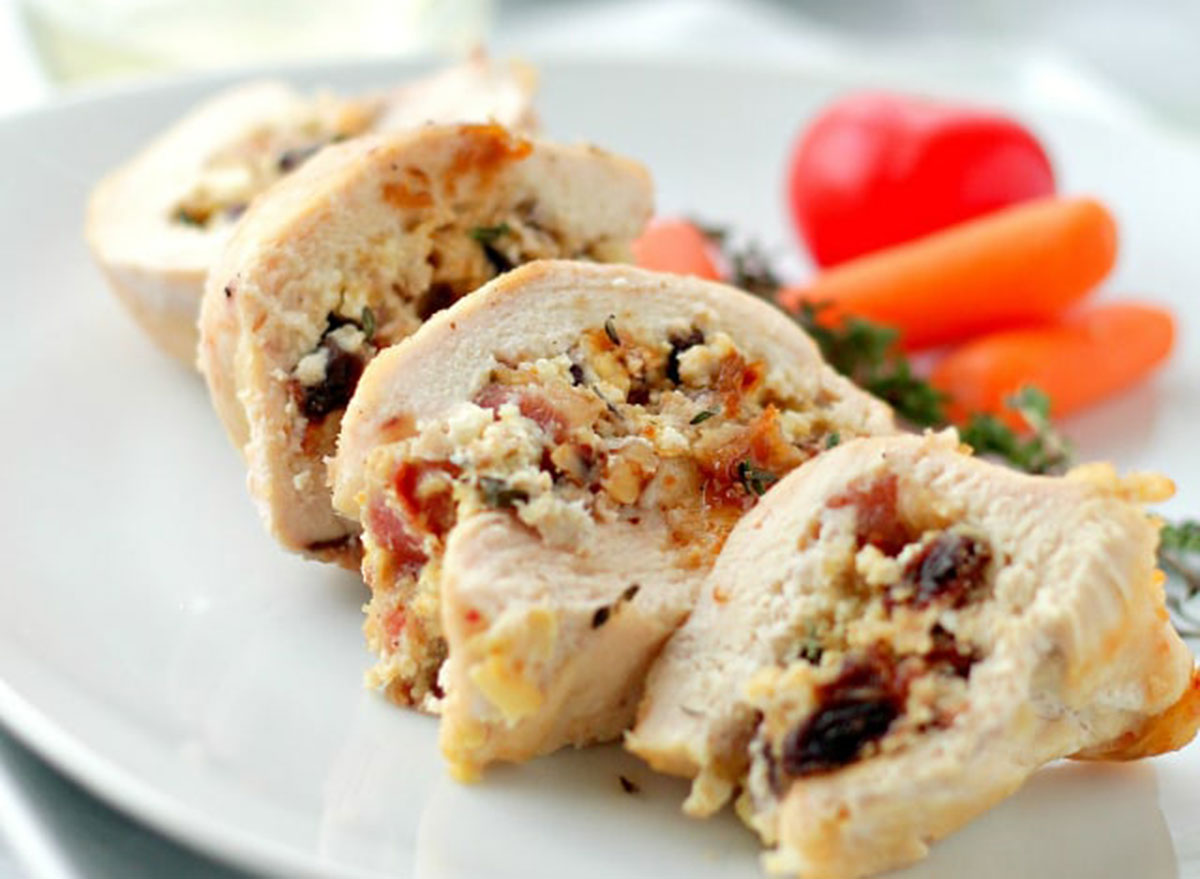 goat cheese bacon raisin stuffed chicken