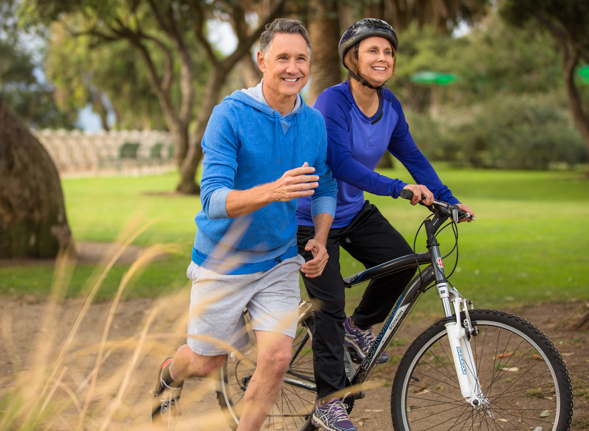 older couple running