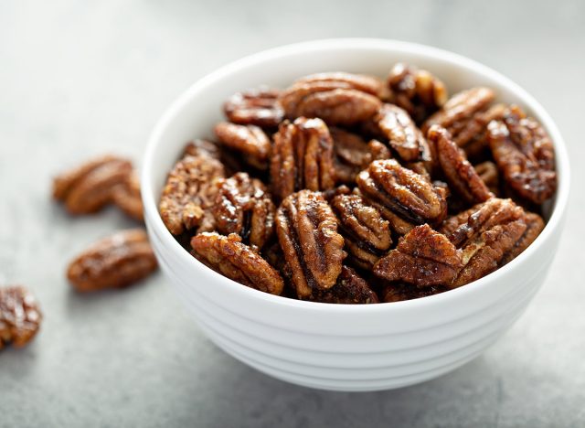 pecans in a white bowl