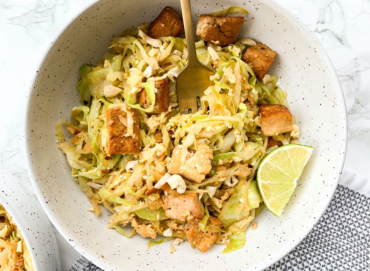 spicy tofu cabbage pad thai