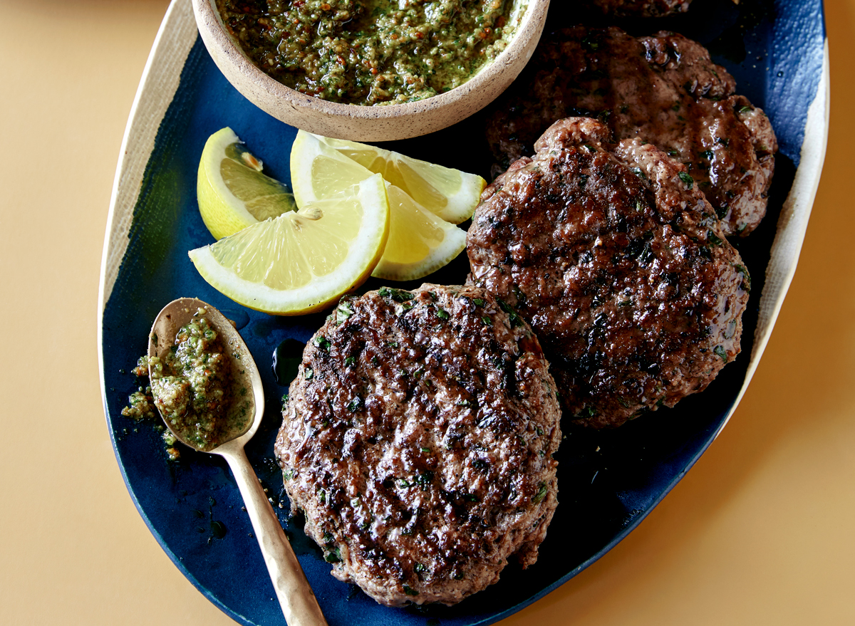 Lamb Burgers With Pistachio Pesto