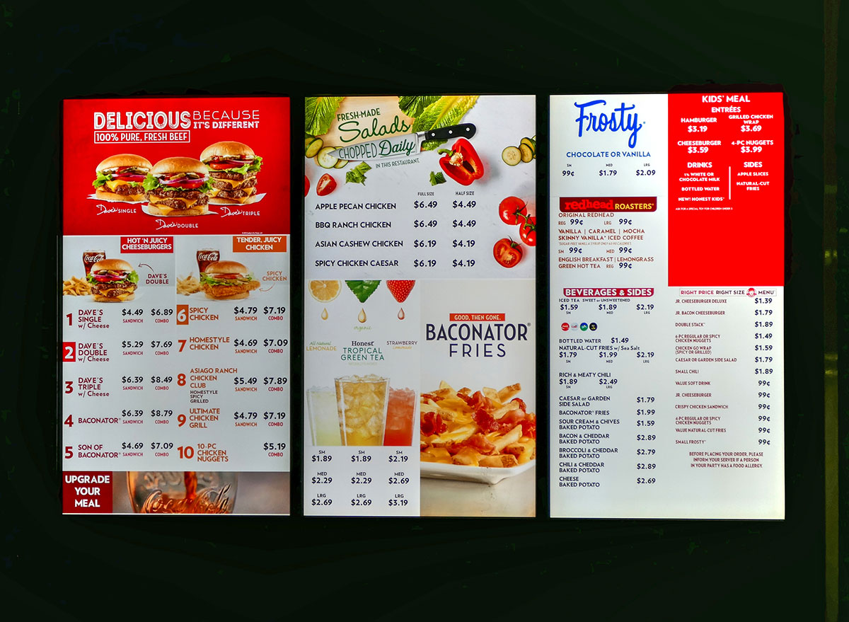 wendys menu