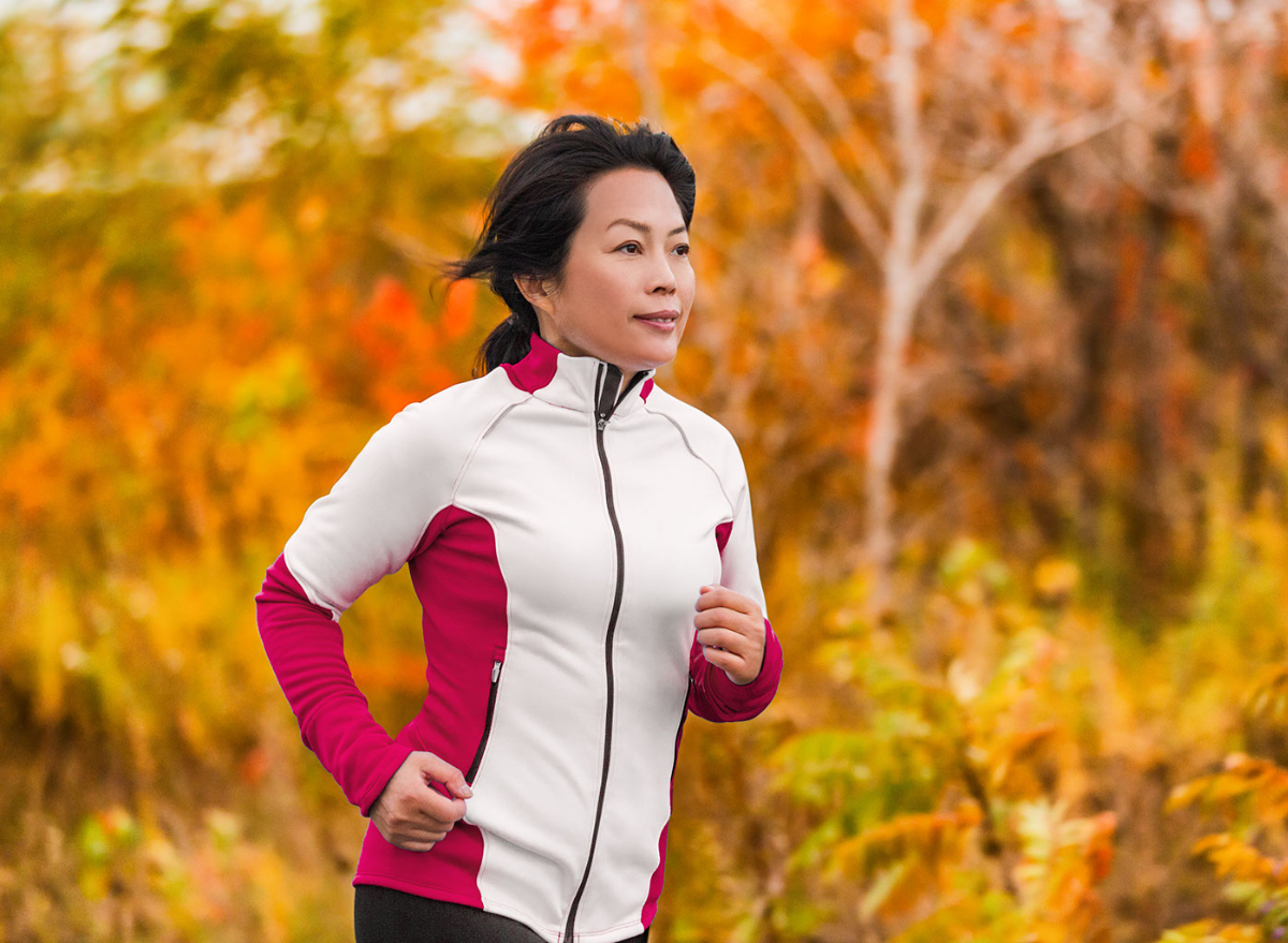 woman running in fall