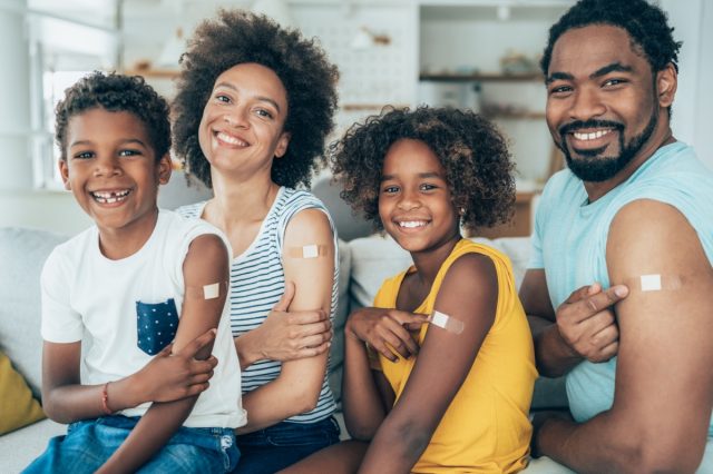 Family after getting covid-19 vaccine.