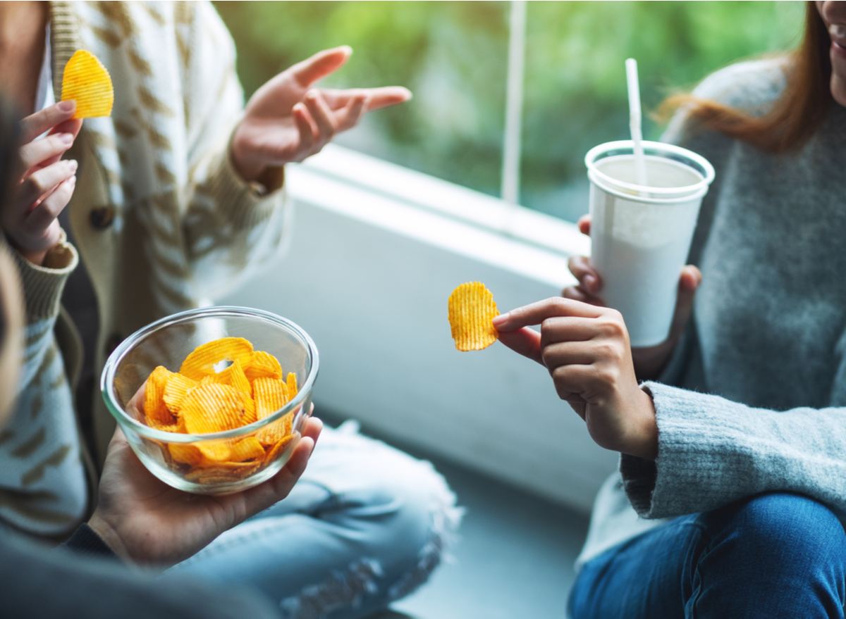 Friends eating chips