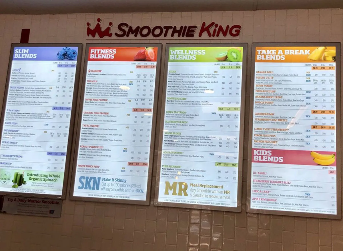 smoothie king menu