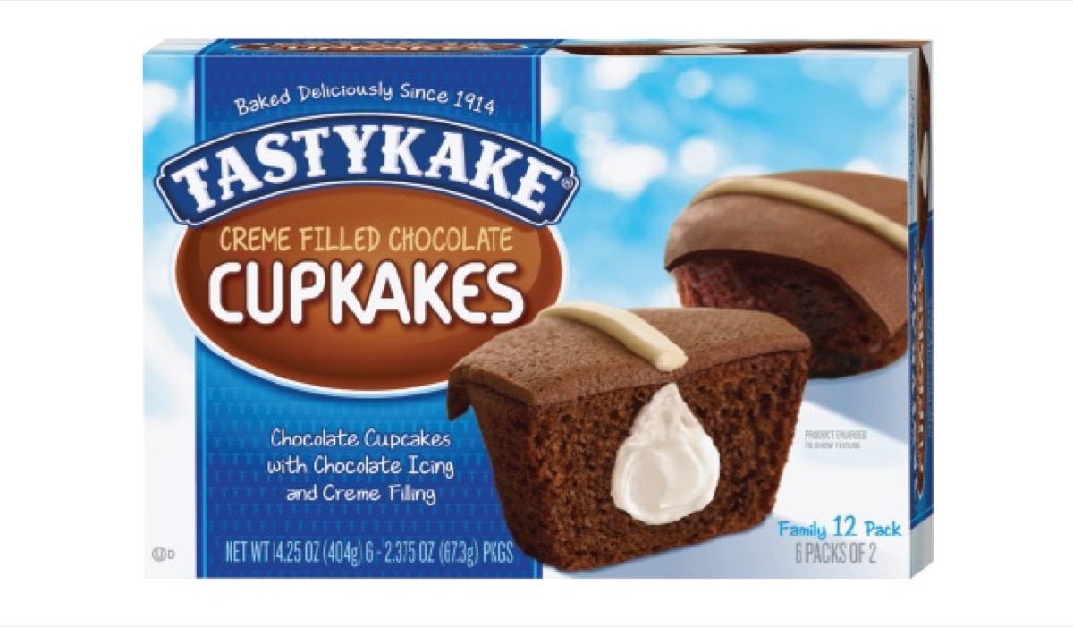 box of tastykake chocolate creme filled cupcakes