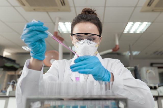 Female scientist working in the CDC laboratory.