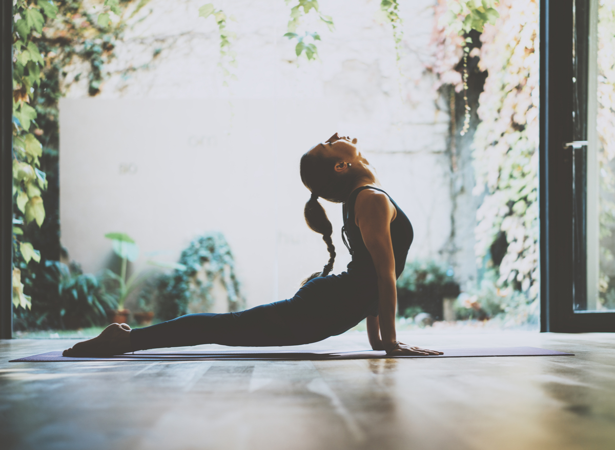 woman practicing yoga