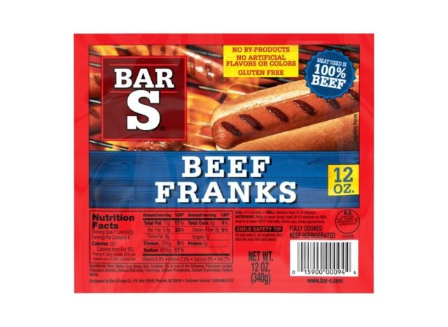 Bar-S beef franks Bar-S beef franks