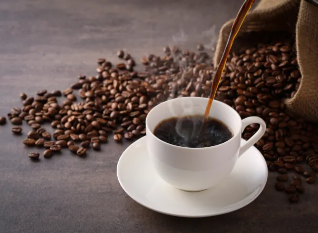 black coffee being poured, which is drunk by the world's longest living people