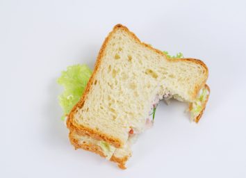 half-eaten sandwich