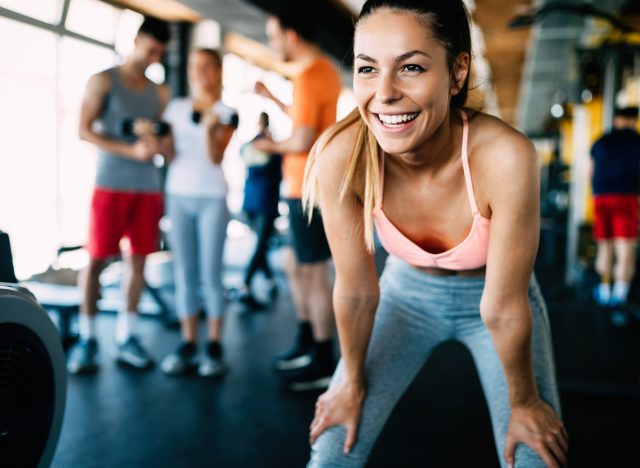 happy woman at gym