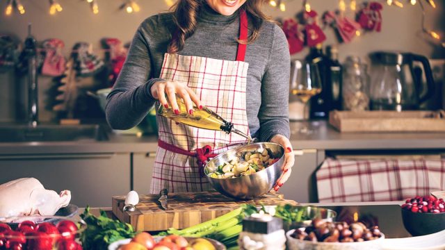 healthy holiday woman making a salad