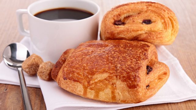 hot coffee with pastries