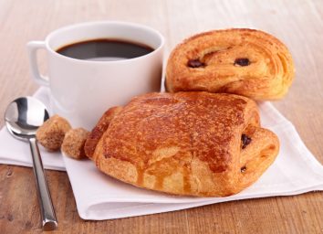 hot coffee with pastries