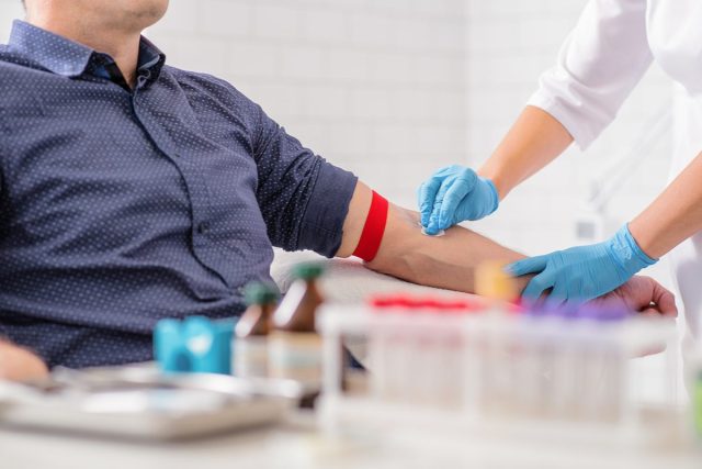 man getting blood test