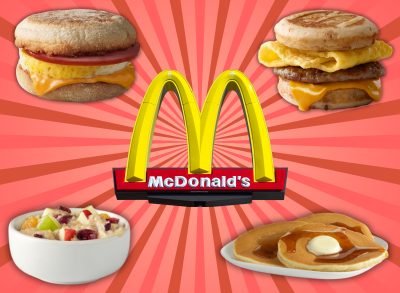 McDonald's breakfast menu collage