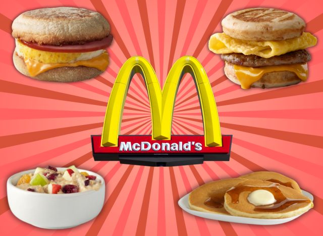 McDonald's breakfast menu collage