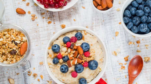 oatmeal, berries, and nuts