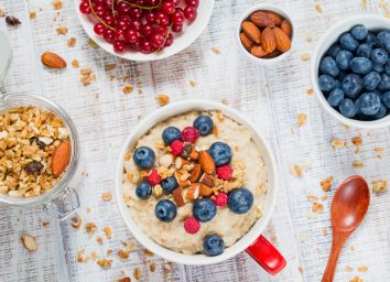 oatmeal, berries, and nuts