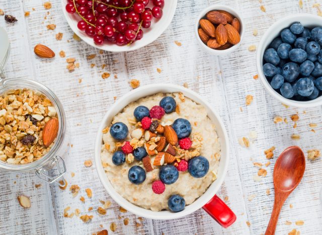 oatmeal, berries, and nuts