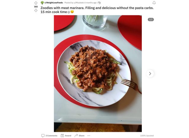 zoodles with meaty marinara from reddit