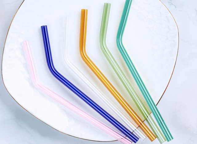 reusable bent glass drinking straws