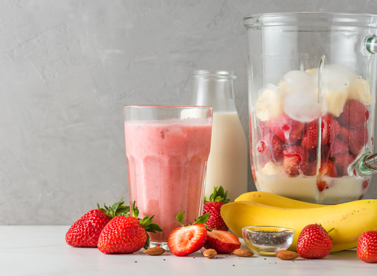 Strawberry banana chia seed smoothie