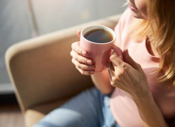 woman drinking coffee