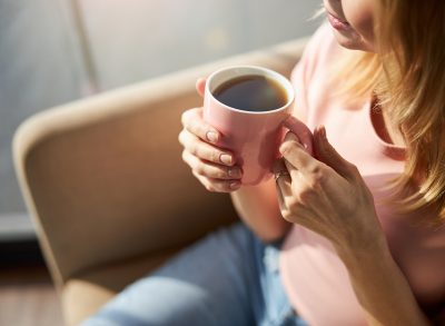 woman drinking coffee