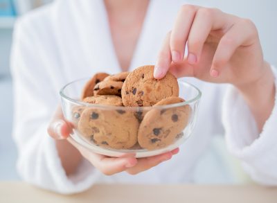 woman eating cookie