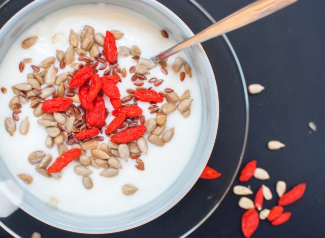 yogurt, seeds, goji berries