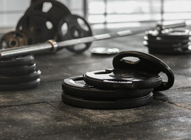 barbell on gym floor