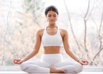 woman at peace doing yoga