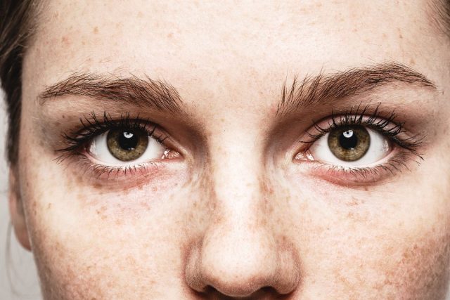 close-up of woman's hazel eyes