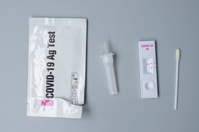 Rapid Antigen Test kit with Negative result during swab COVID-19 testing.