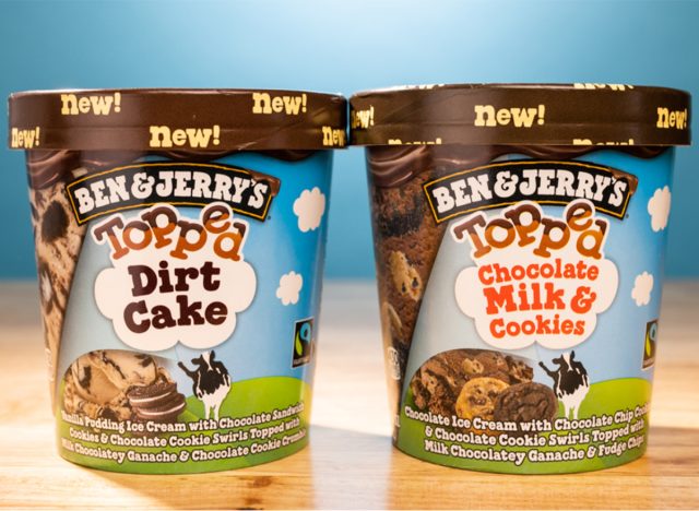ben & jerry's topped dirt cake and topped chocolate milk & cookies