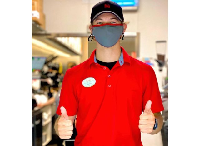 chick-fil-a employee thumbs up