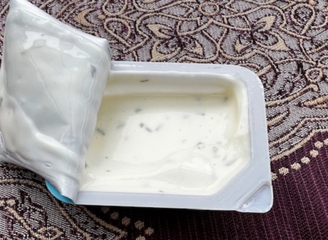 an open container of ranch sauce 