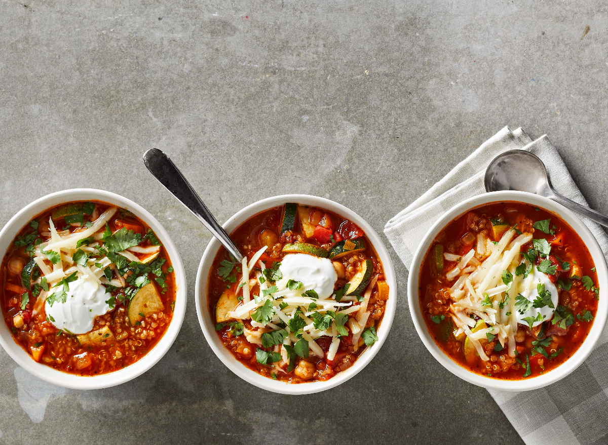 chickpea quinoa soup bowls