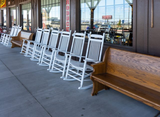 cracker barrel rocking chairs and bench